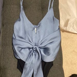 Blue bow bodysuit